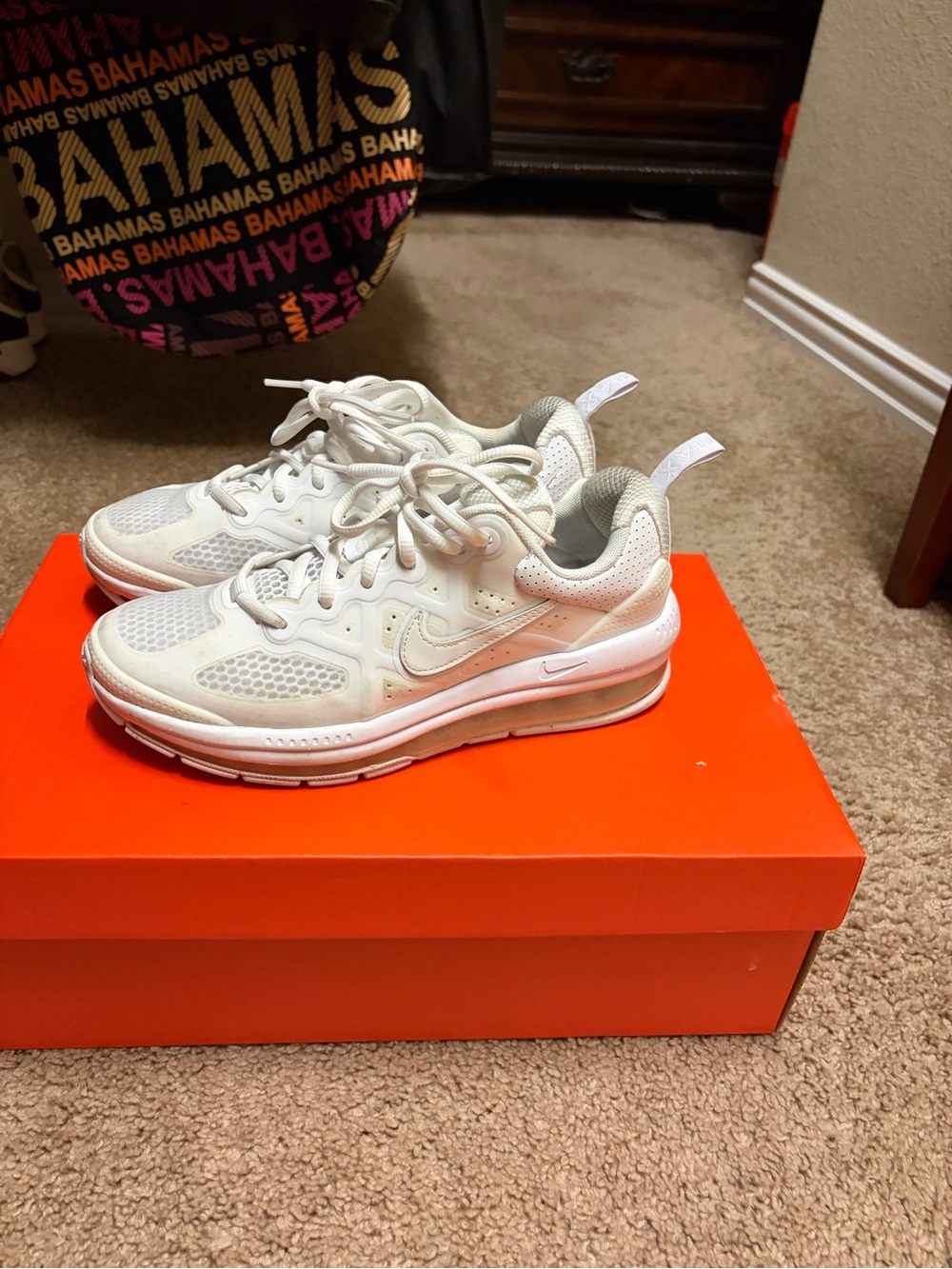 Nike Women's White Mesh and Leather Athletic Sneakers